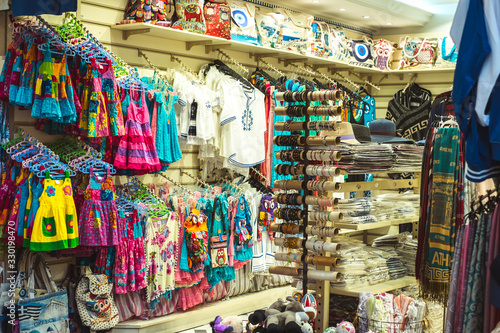 Colorful gift and souvenir shops in the historic center of Athens, Greece.