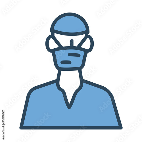 surgeon worker character half line and color style icon