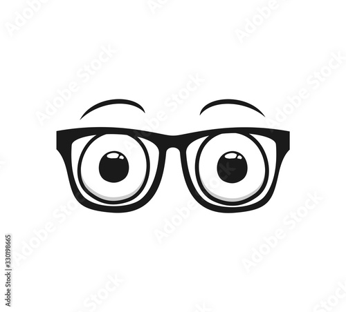 Design of eyes with glasses looking