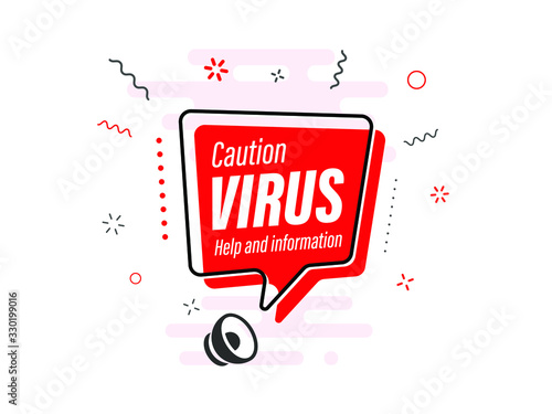 Quick Tips badge with Loudspeaker. Illustrations concept coronavirus COVID-19. Virus wuhan from China. Alert on Pandemia. 