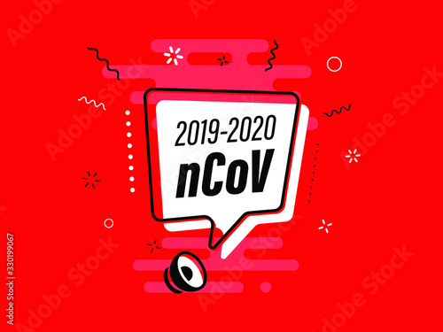 Quick Tips badge with Loudspeaker. Illustrations concept coronavirus COVID-19. Virus wuhan from China. Alert on Pandemia. 