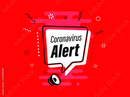 Quick Tips badge with Loudspeaker. Illustrations concept coronavirus COVID-19. Virus wuhan from China. Alert on Pandemia. 