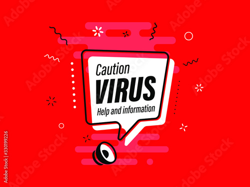 Quick Tips badge with Loudspeaker. Illustrations concept coronavirus COVID-19. Virus wuhan from China. Alert on Pandemia. 