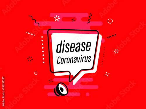 Quick Tips badge with Loudspeaker. Illustrations concept coronavirus COVID-19. Virus wuhan from China. Alert on Pandemia. 