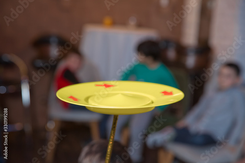 Fun with Spinning Plates .balancing a spinning plate. A collection of spinning pink plates .