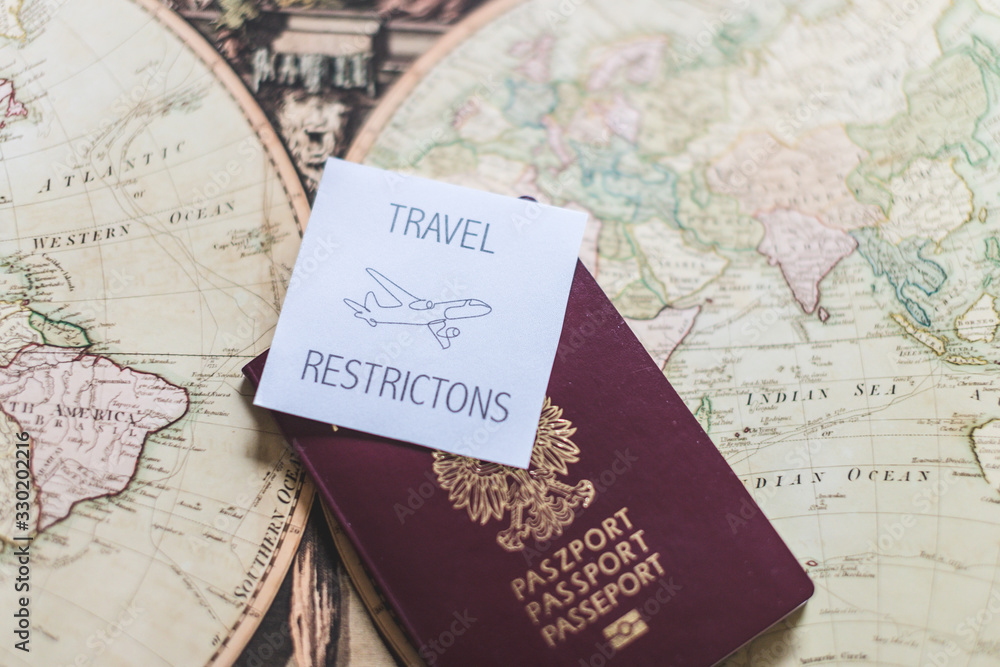 Obraz premium Passport Travel Restrictions Coronavirus China Italy World Map