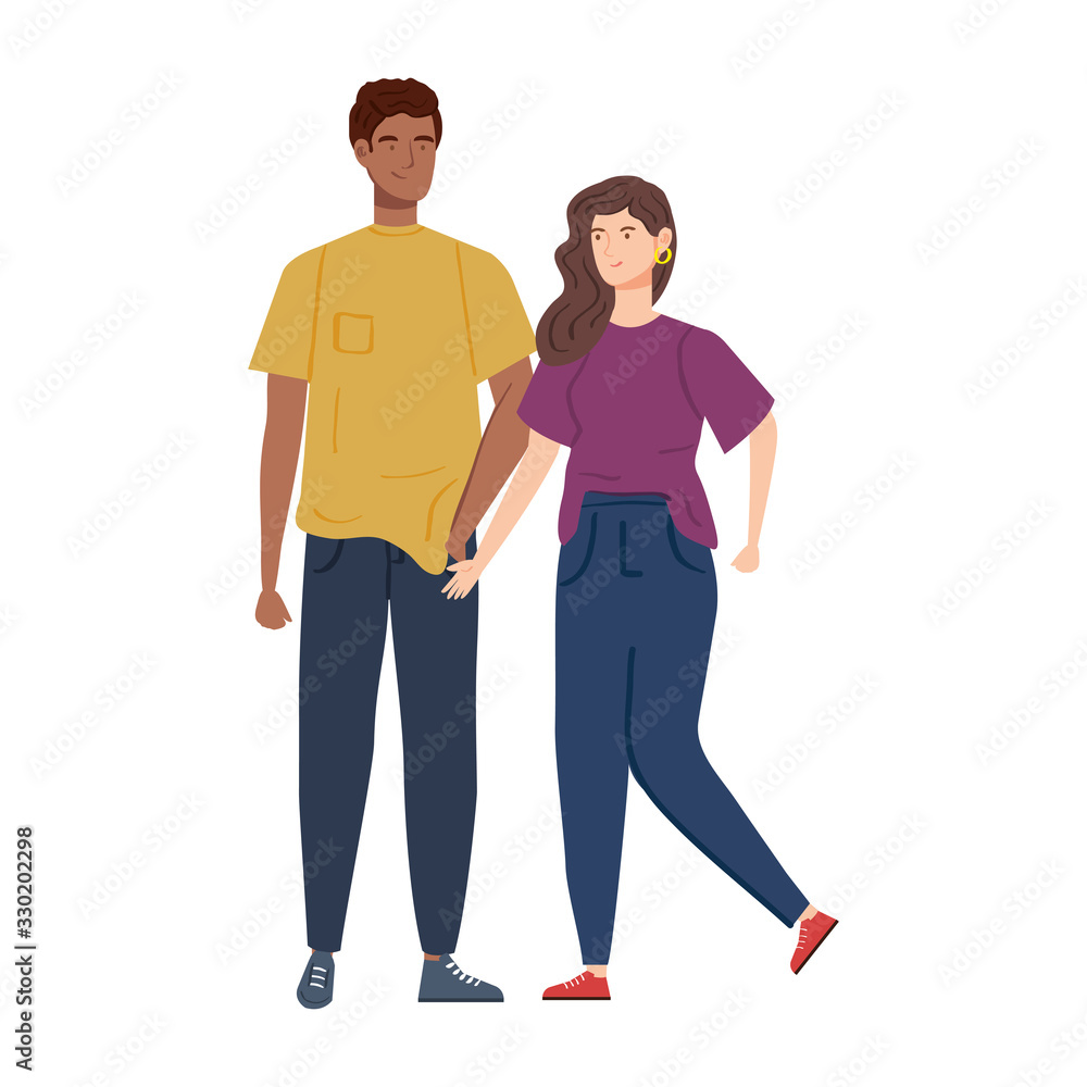 young couple avatar character icon vector illustration design young couple avatar character icon vector illustration design