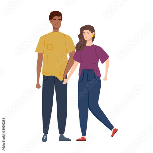 young couple avatar character icon vector illustration design