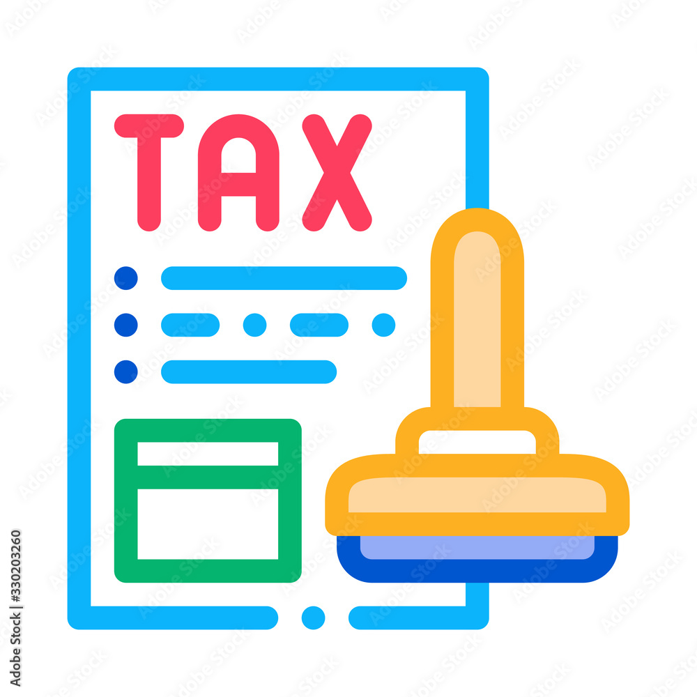 Obraz premium Tax Paper Stamp Icon Vector. Outline Tax Paper Stamp Sign. Isolated Contour Symbol Illustration