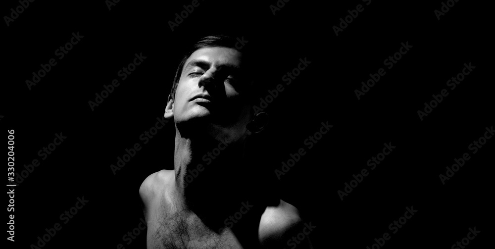 expressive photo, black and white portrait of a guy, with hard light expressive photo, black and white portrait of a guy, with hard light