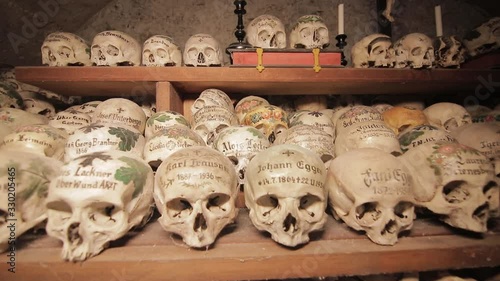 Hallstatt, Austria Skulls painted with names Hallstatt, Austria