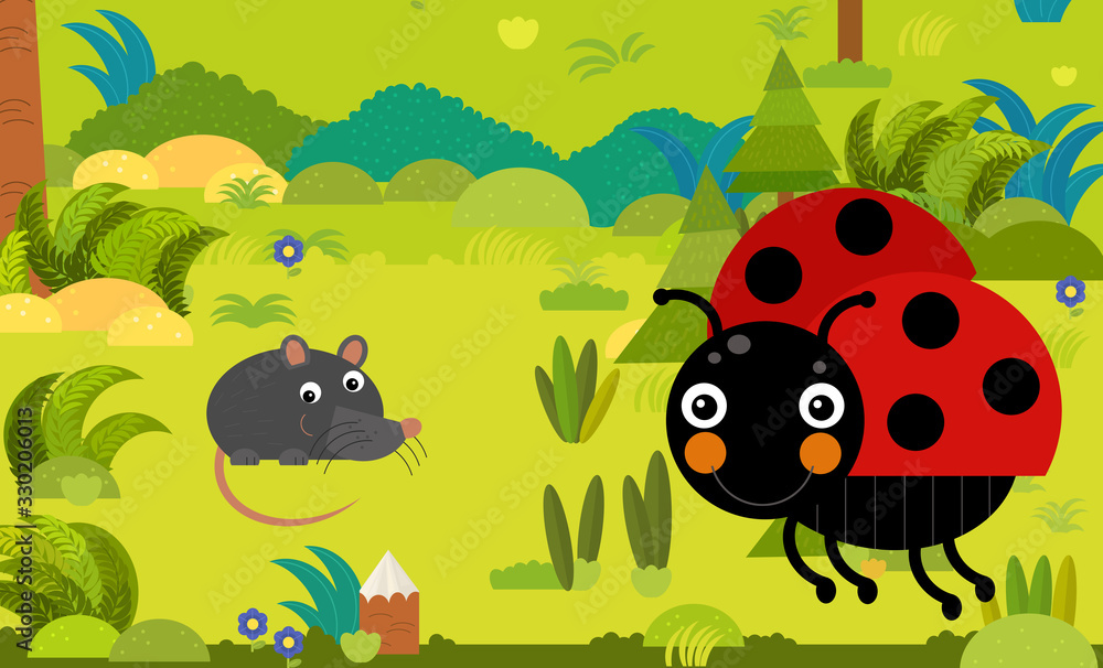 cartoon scene with different european animals in the forest illustration cartoon scene with different european animals in the forest illustration
