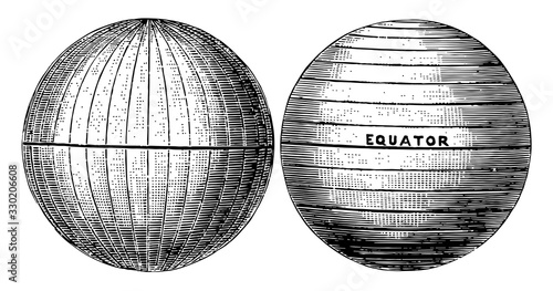 Meridians and Parallels, vintage illustration