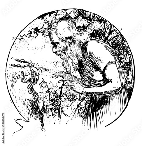 The Miraculous Pitcher, vintage illustration