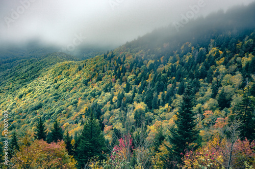 morning sunrise ove blue ridge parkway mountains photo