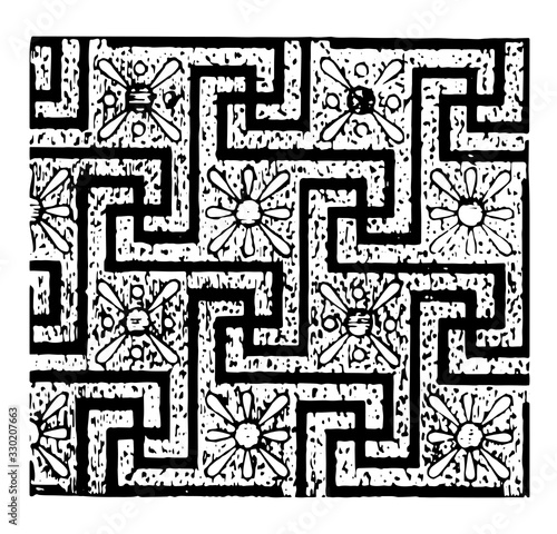 Tomb Ceiling was erected for the First servant of the Aten, vintage engraving.