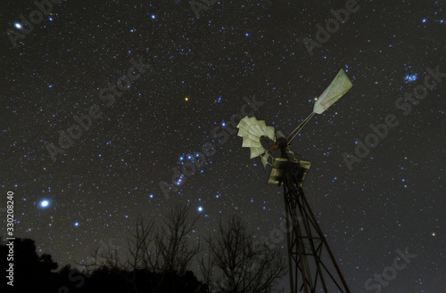 Windmill and Orion in California, USA