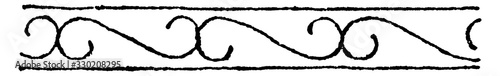 S Forms design is  very common in the Caucasian fabrics in the Kabistans, vintage engraving.