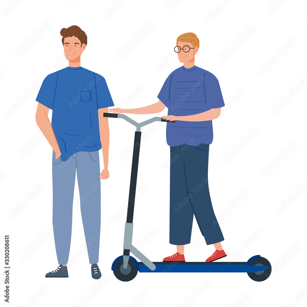 young men with scooter avatar character vector illustration design young men with scooter avatar character vector illustration design