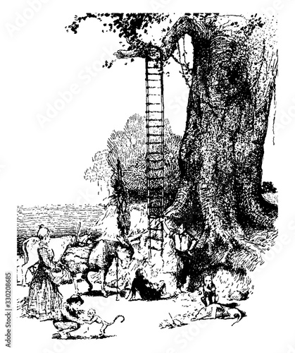 Swiss Family Robinson, vintage illustration