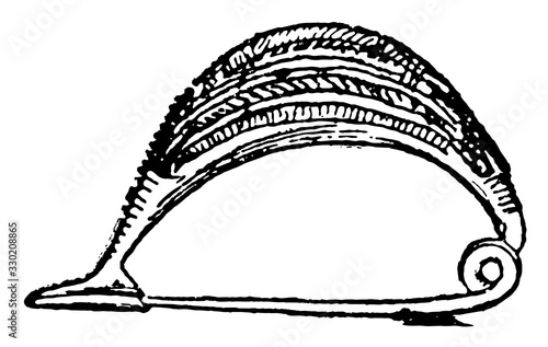 Brooch have a elongated catch-plate, vintage engraving.