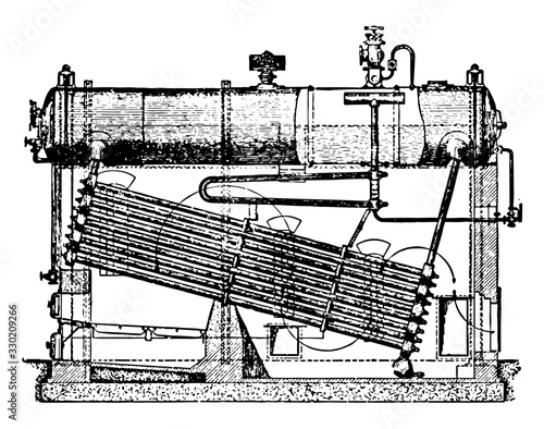 Water tube Boiler, vintage illustration.