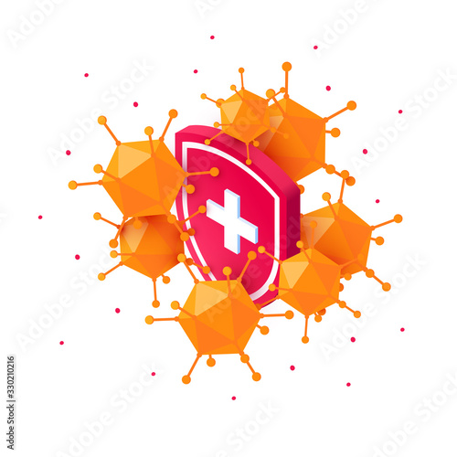 Immune system icon in flat style, vector