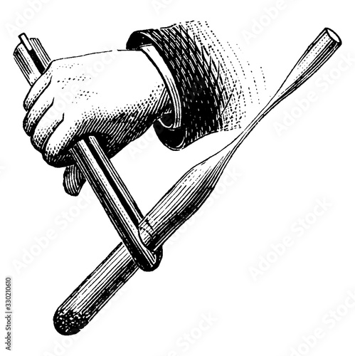 Tube and tongs, vintage illustration.