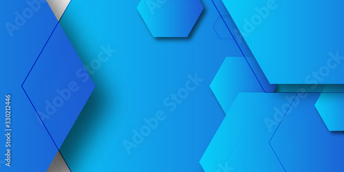 Minimalist geometric background. Dynamic blue shapes composition with halftone decoration. Abstract background modern futuristic graphic. Vector abstract background for banner and presentation design