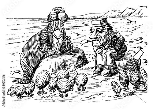 Walrus and Carpenter, vintage illustration