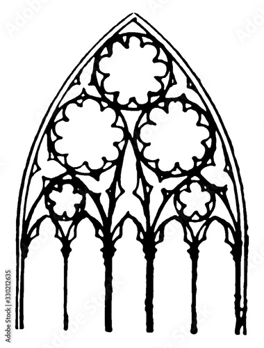 Tracery, openwork screens,  vintage engraving.