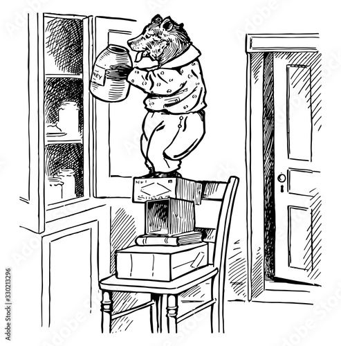 The Cub That Tried To Eat Tar, vintage illustration
