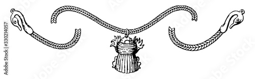 Egyptian Chain is formed of wires closely plaited, vintage engraving.