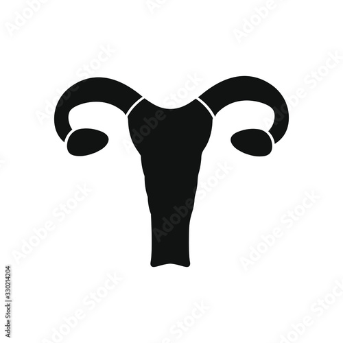 Female uterus icon. Anatomy of the female reproductive system. Female uterus icon. Isolated vector illustration.