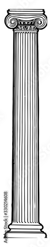 Ionic Column, stand,  vintage engraving.