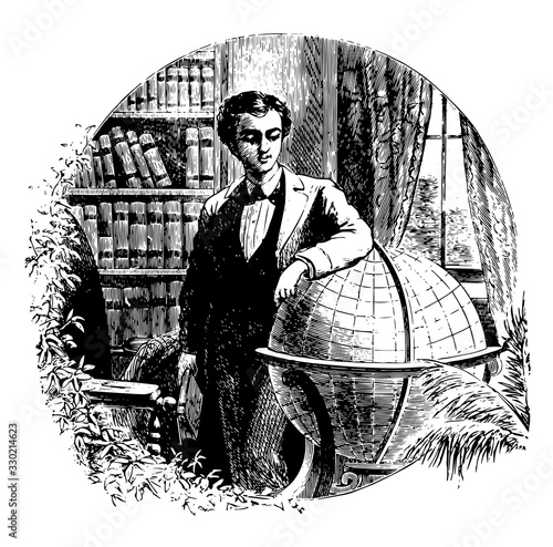 Edwin J. Houston, author,  vintage engraving.