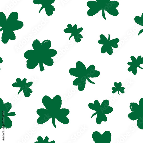 Shamrock grungeseamless pattern for decoration design. Luck icon, leaf clover Irish symbol design.
