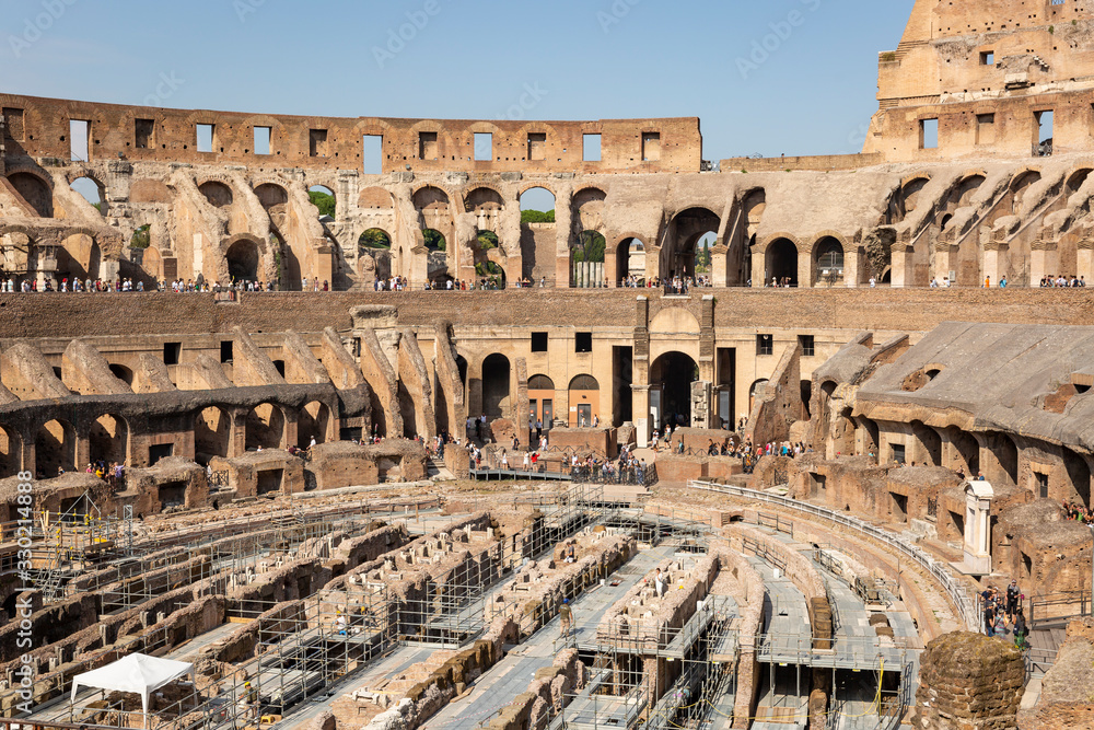 the Coliseum of Rome (Colosseum - aka Flavian Amphitheatre), Lazio, Italy - 29 August 2019