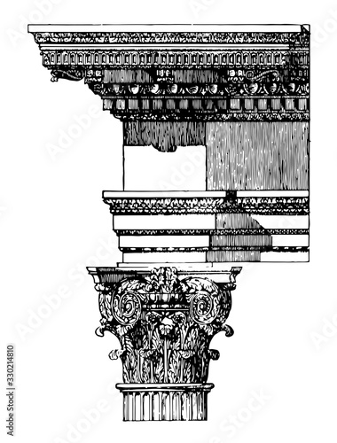 Composite Order, Arch of Titus, a mixed order, vintage engraving.