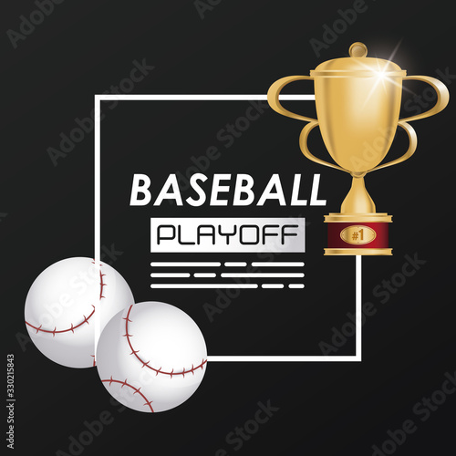 baseball sport ball and trophy