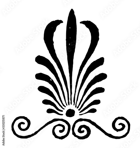 Anthemion Motive is a originating in Ancient Egypt, vintage engraving.