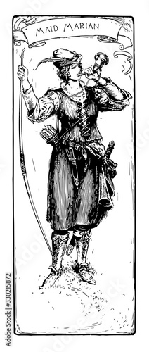 Maid Marian, vintage illustration