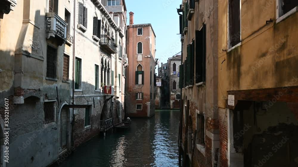 March 2020, Venice-Italy, Walking through the monuments of the ancient city of Venice at the time of the coronavirus, between closed shops and the absence of tourists March 2020, Venice-Italy, Walking through the monuments of the ancient city of Venice at the time of the coronavirus, between closed shops and the absence of tourists