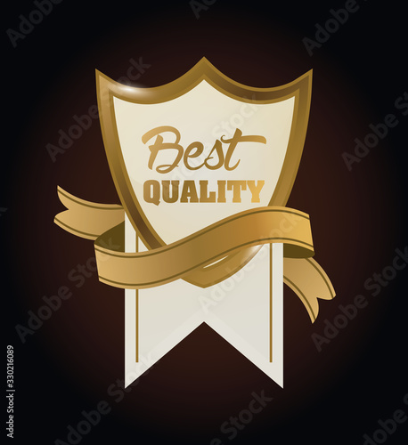 shield badge golden emblem and ribbon