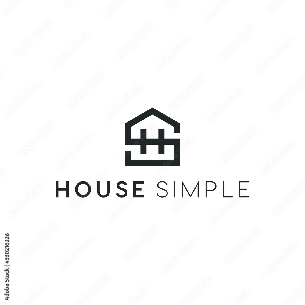 house monogram S and H shape logo design