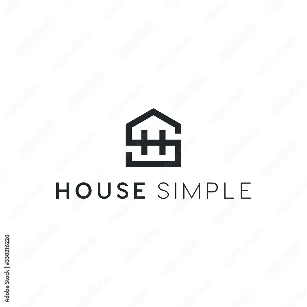 Fototapeta premium house monogram S and H shape logo design