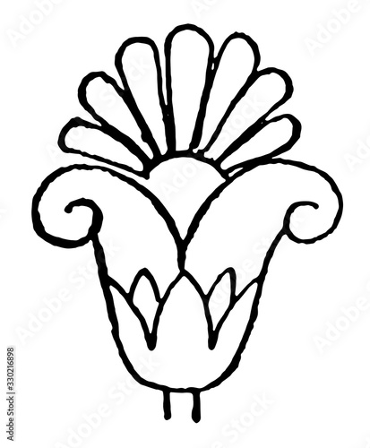 Lotus-Palmette design are very unique, vintage engraving.