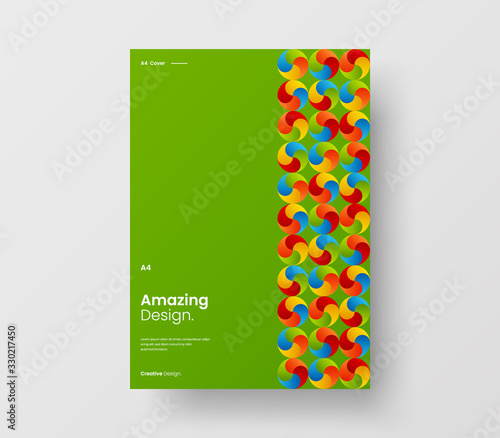 Amazing business presentation vector A4 vertical orientation front page mock up. Modern corporate report cover abstract geometric illustration design layout. Company identity brochure template.