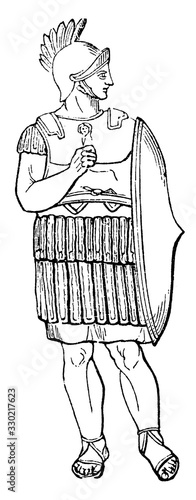 column of Trajan, vintage engraving.