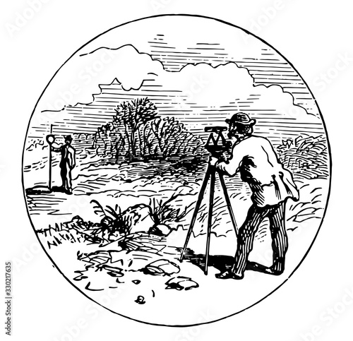 Surveying, vintage illustration.